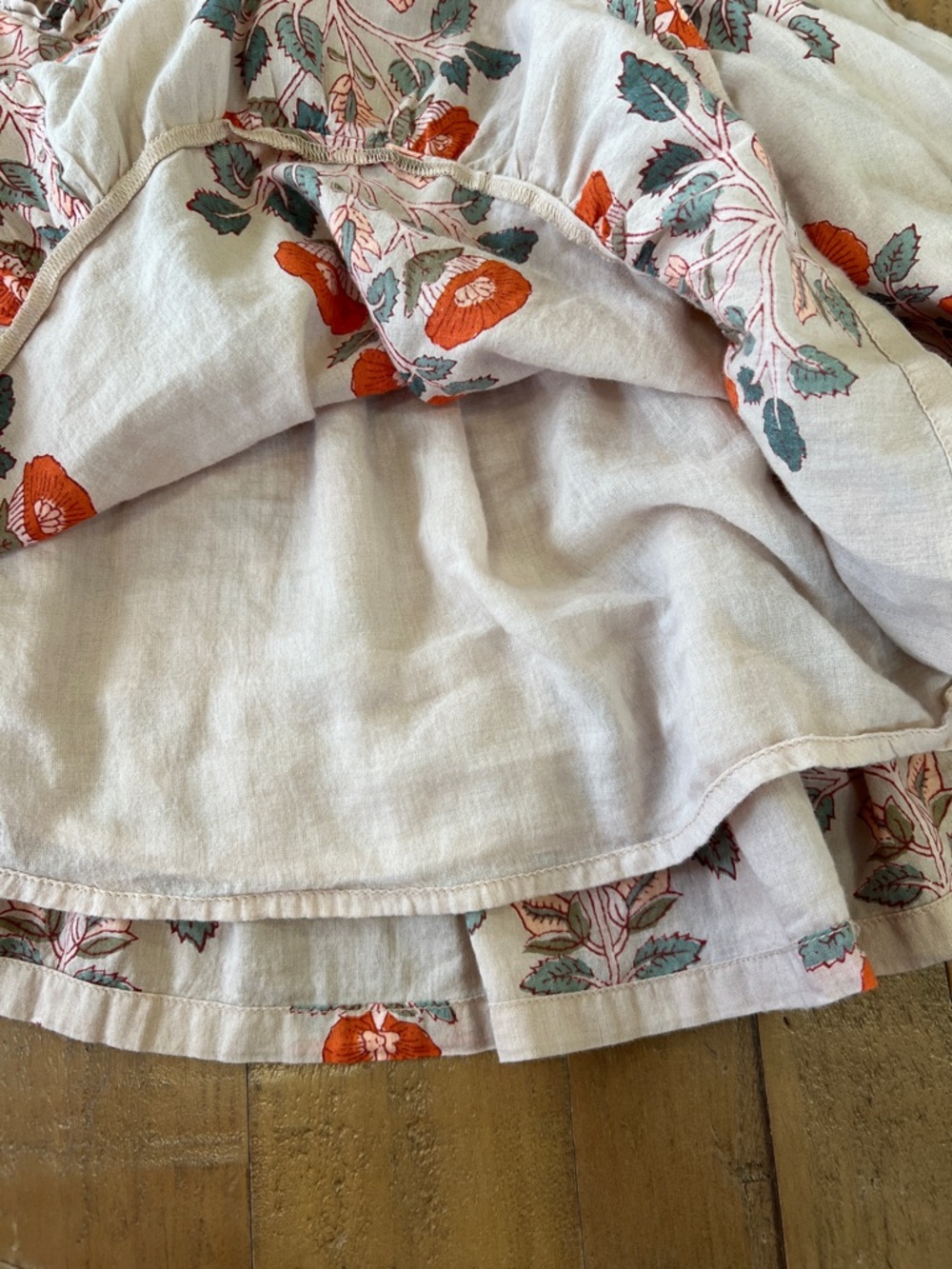 Pink chicken orange floral print ruffle dress 6-12 months bohemian - Picture 4 of 7
